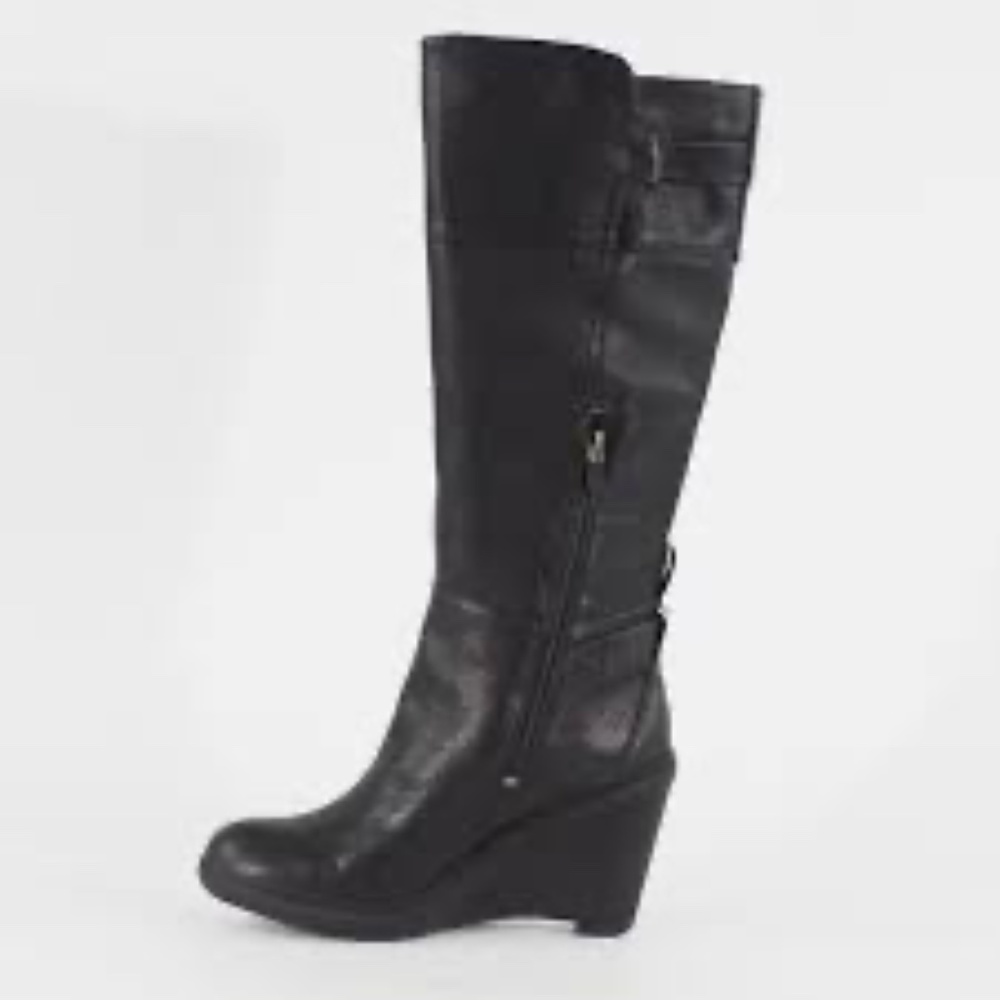 Timberland Stratham Heights Tall Wedge Black Boots - Women's Size 7.5